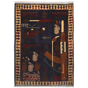 Dark Blue Color War Rug 2' 2" x 2' 11" - No. AL56578