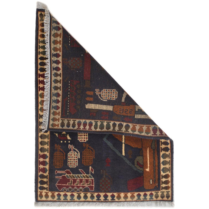 Dark Blue Color War Rug 2' 2" x 2' 11" - No. AL56578