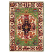 Hand Knotted Kazak Oriental Rug 3' 3" x 4' 8" - No. AL68631