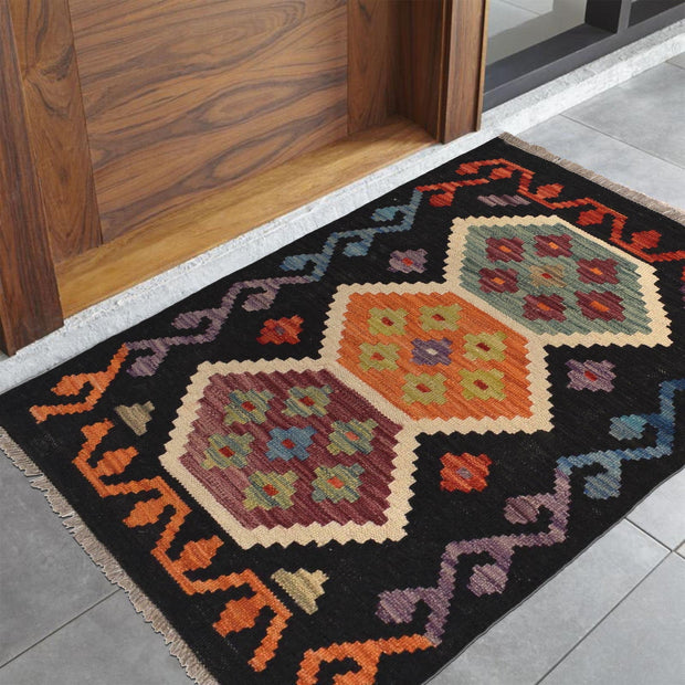 Hand Woven Wool Kelim 2' 0 x 2' 10" - No. AL81919