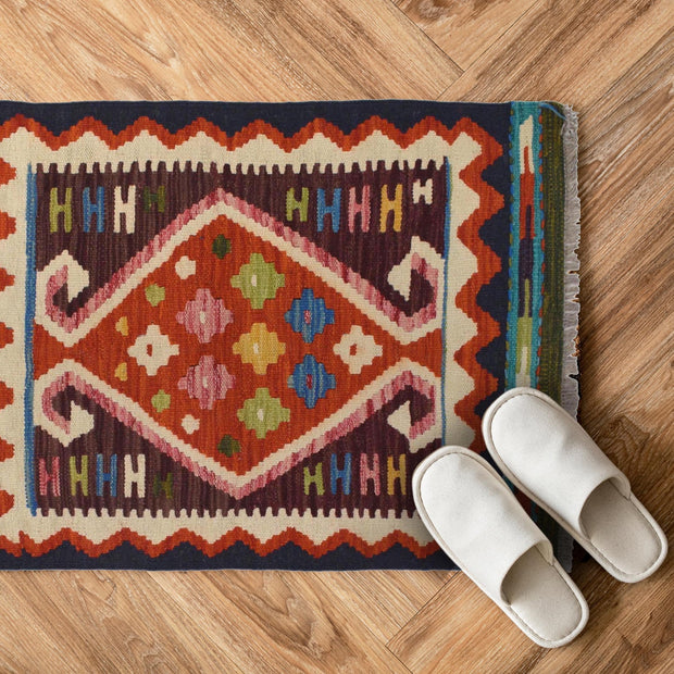 Hand Woven Wool Kelim 1' 11 x 2' 10" - No. AL94655