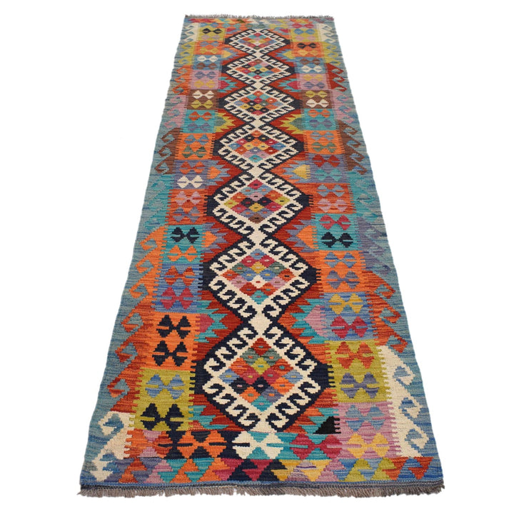Hand Made Afghan Kilim Runner 2' 7" x 9' 9" - No. AL75602
