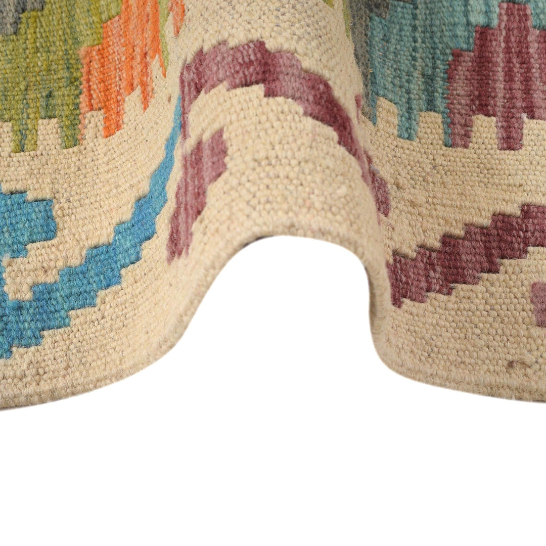 Colorful Flat-Weave Wool Kilim Runner 2' 9" x 9' 8" - No. AL39420