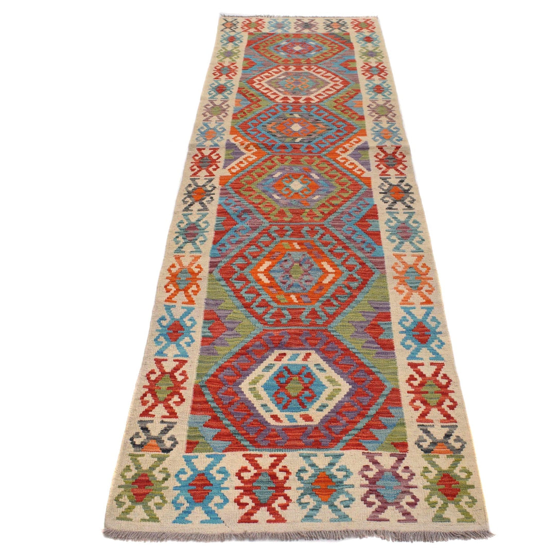 Handmade Turkish Design Wool Kilim Runner 2' 8" x 9' 11" - No. AL31368