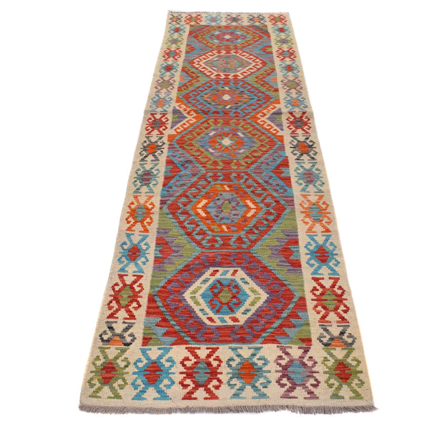 Handmade Turkish Design Wool Kilim Runner 2' 8" x 9' 11" - No. AL31368