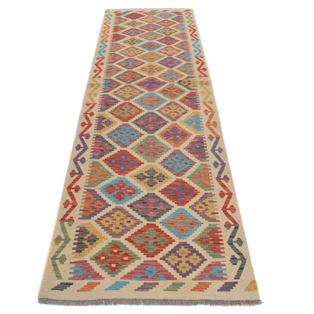 Hand Woven Wool Kelim Runner 2' 8" x 9' 7" - No. AL73801