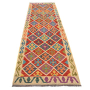 Colorful Flat-Weave Wool Kilim Runner 2' 11" x 9' 8" - No. AL37539