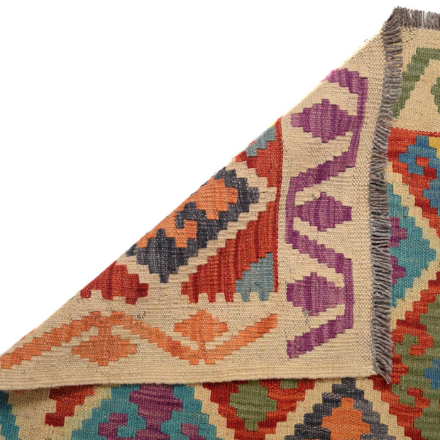 Colorful Flat-Weave Wool Kilim Runner 2' 11" x 9' 8" - No. AL37539