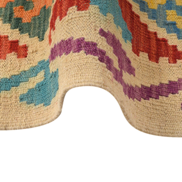 Colorful Flat-Weave Wool Kilim Runner 2' 11" x 9' 8" - No. AL37539