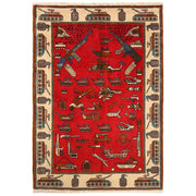 Handcrafted Afghan War Rug 3' 5" x 4' 11" - No. AL81064
