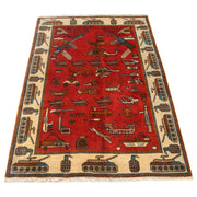 Handcrafted Afghan War Rug 3' 5" x 4' 11" - No. AL81064