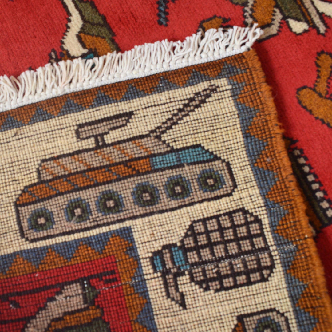 Handcrafted Afghan War Rug 3' 5" x 4' 11" - No. AL81064