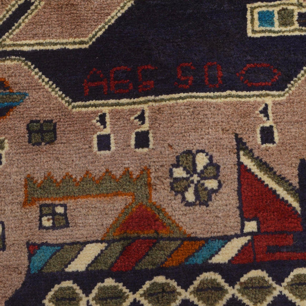 Authentic Afghan War Area Rug 2' 8" x 4' 2" - No. AL36430