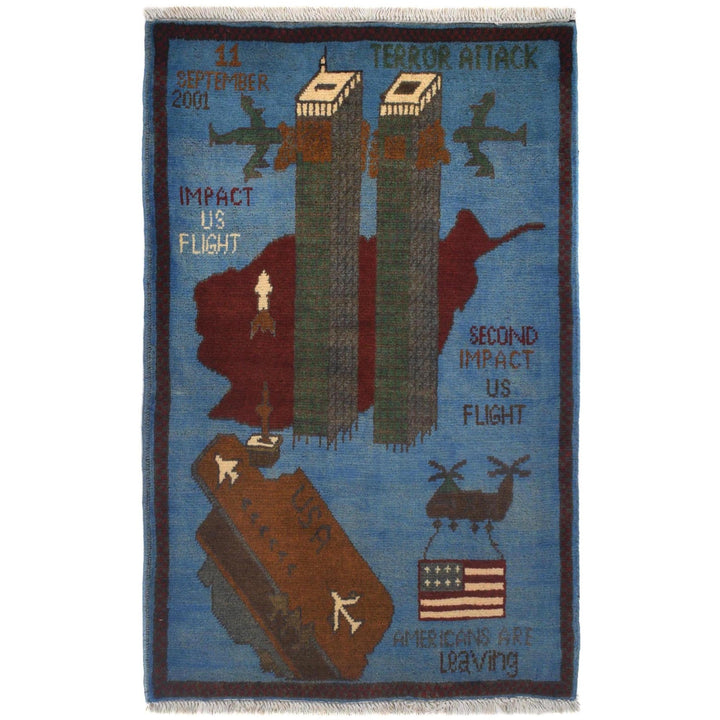 Blue Color War Rug 2' 0" x 2' 11" - No. AL96758