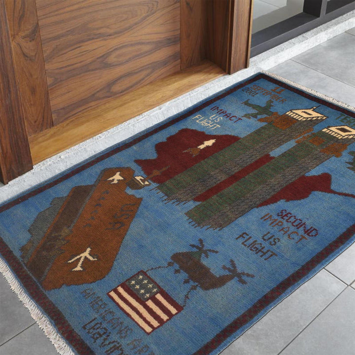 Blue Color War Rug 2' 0" x 2' 11" - No. AL96758