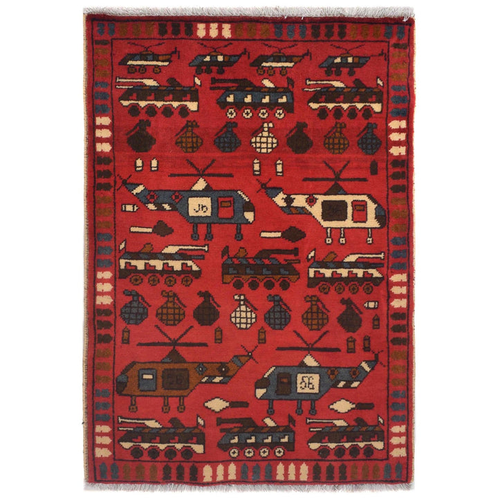 Red War Rug 2' 1" x 2' 11" - No. AL74812