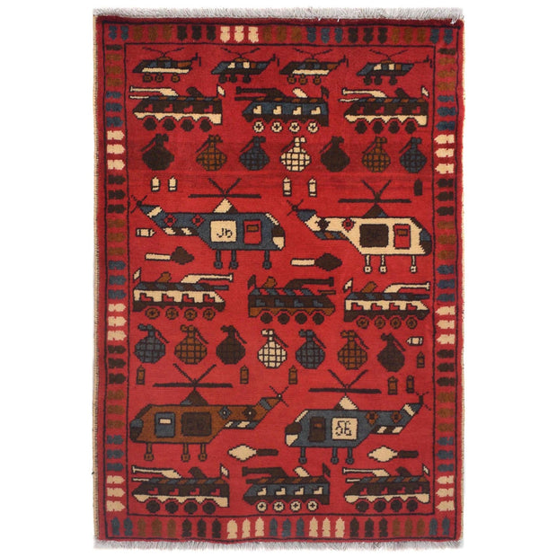 Red War Rug 2' 1" x 2' 11" - No. AL74812
