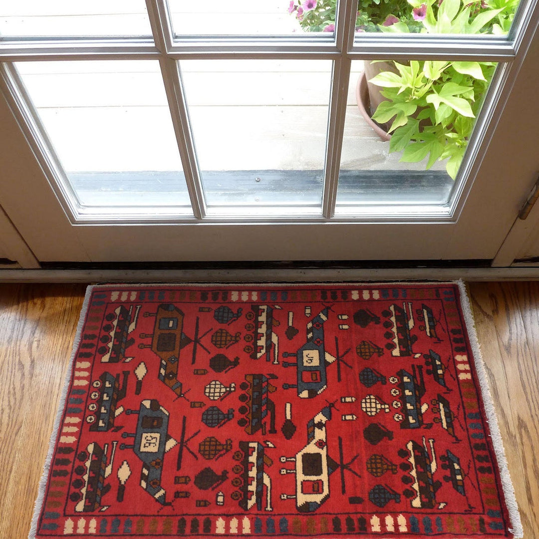 Red War Rug 2' 1" x 2' 11" - No. AL74812