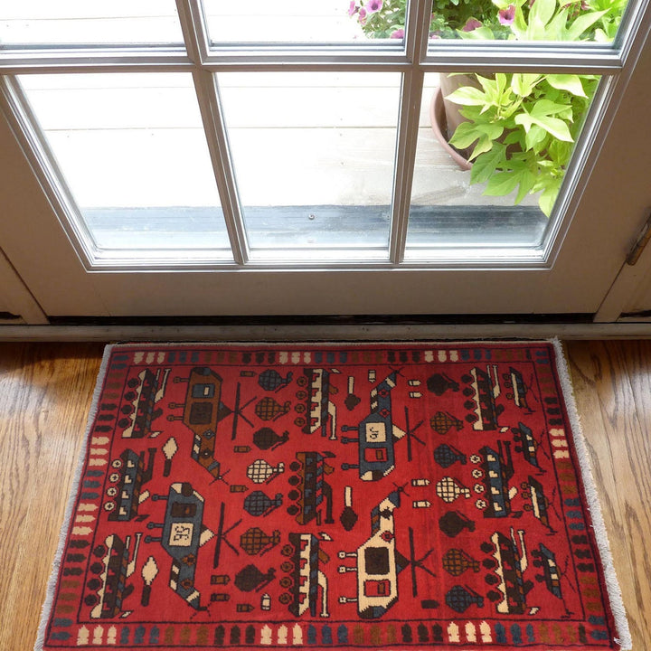 Red War Rug 2' 1" x 2' 11" - No. AL74812