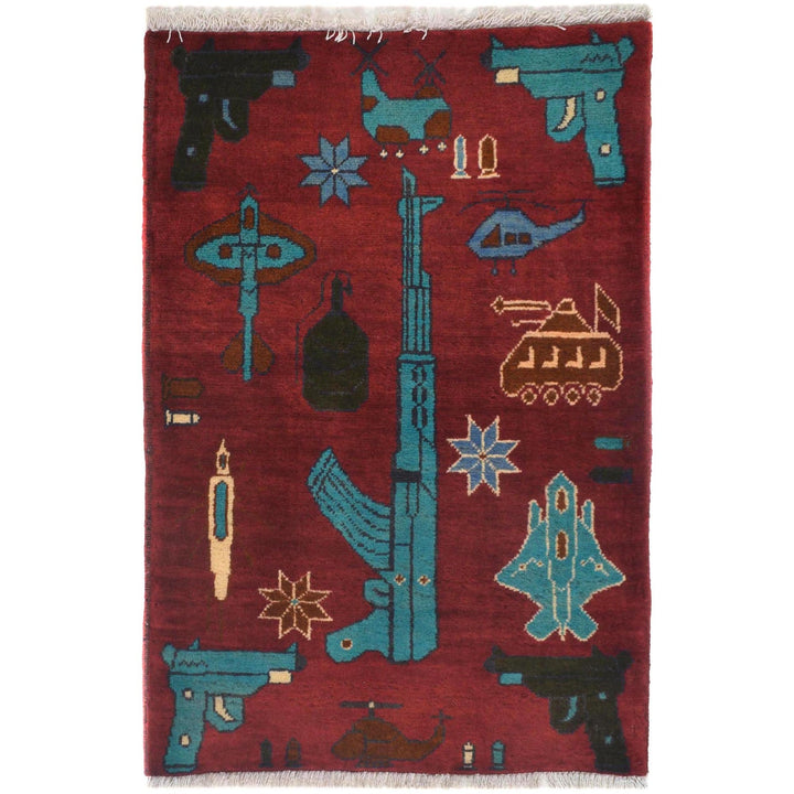 Red War Rug 1' 11" x 2' 10" - No. AL33881