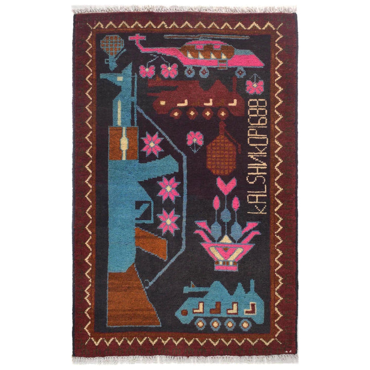 Handcrafted Afghan War Rug 1' 11" x 3' 0" - No. AL91711