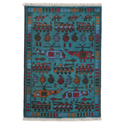 Blue Color War Rug 1' 11" x 2' 10" - No. AL99287