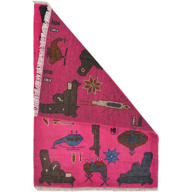 Pink Color War Rug 2' 0" x 2' 10" - No. AL10227