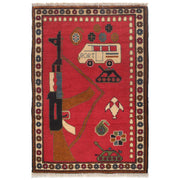 Hand-Knotted Afghan War Carpet 2' 0" x 3' 2" - No. AL89139
