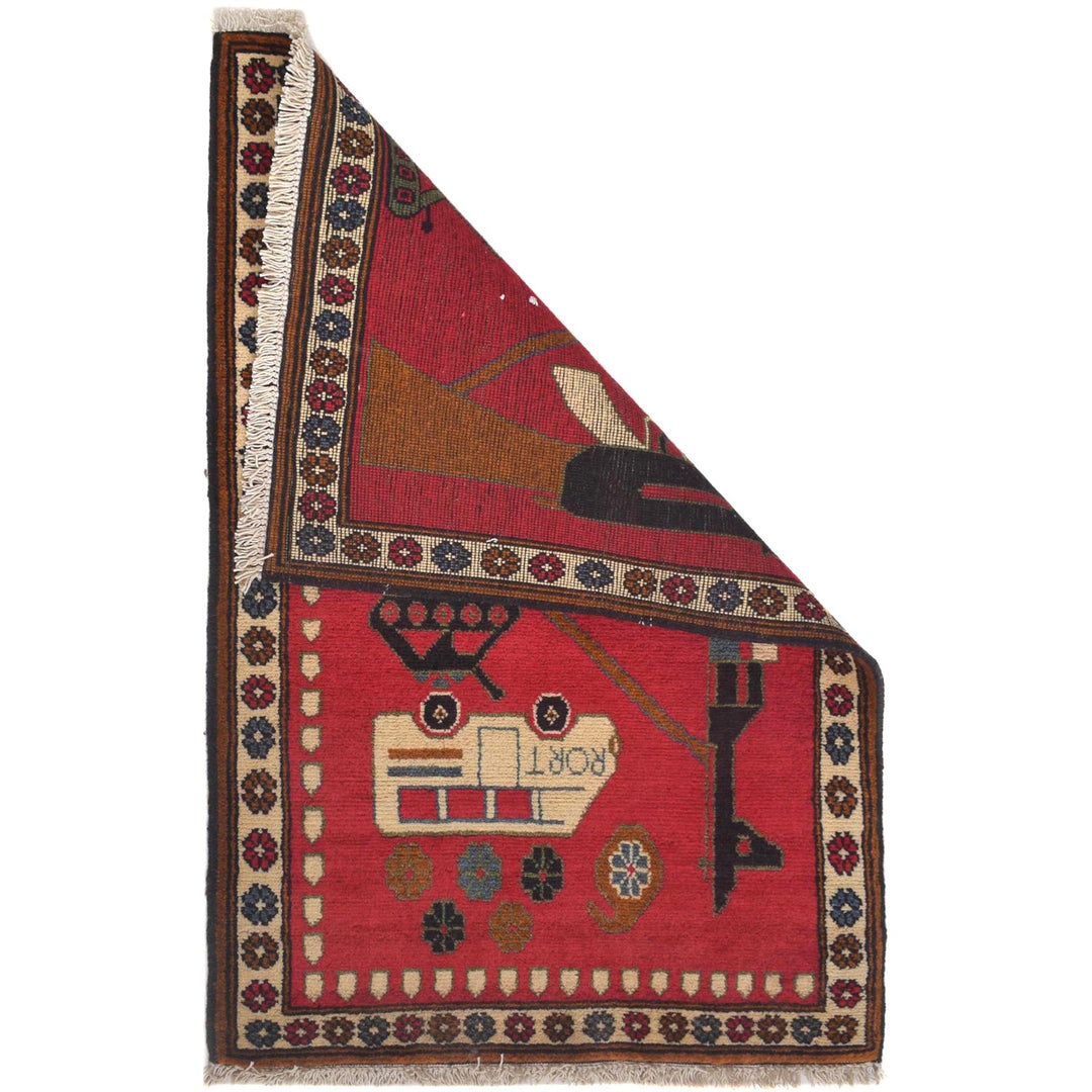 Hand-Knotted Afghan War Carpet 2' 0" x 3' 2" - No. AL89139
