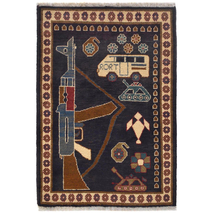 Handcrafted Afghan War Rug 2' 2" x 2' 11" - No. AL97545