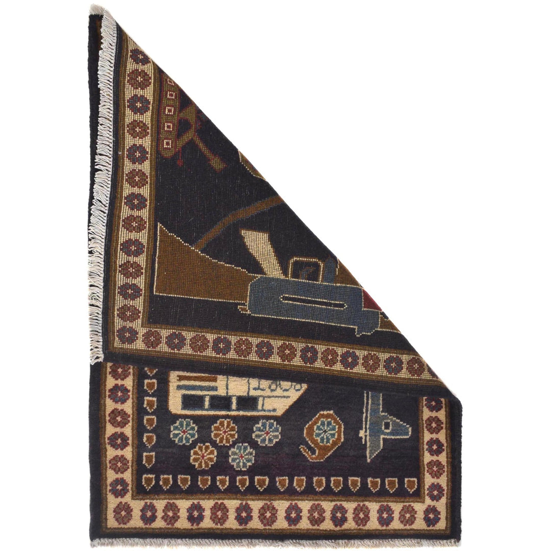 Handcrafted Afghan War Rug 2' 2" x 2' 11" - No. AL97545