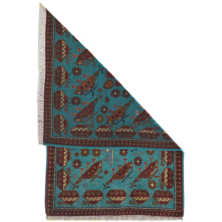 Handmade Afghan War Area Rug 2' 1" x 3' 1" - No. AL94064