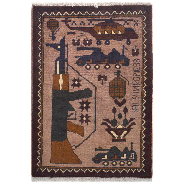 Afghan War Rug 2' 1" x 2' 10" - No. AL24003