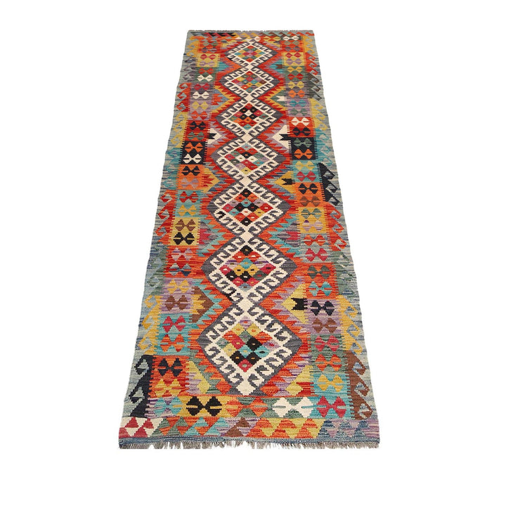 Hand Woven Wool Kelim Runner 2' 8" x 9' 9" - No. AL12992