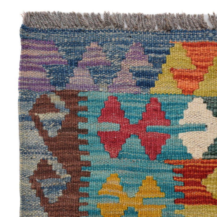 Hand Woven Wool Kelim Runner 2' 8" x 9' 9" - No. AL12992