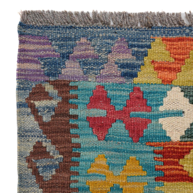 Hand Woven Wool Kelim Runner 2' 8" x 9' 9" - No. AL12992