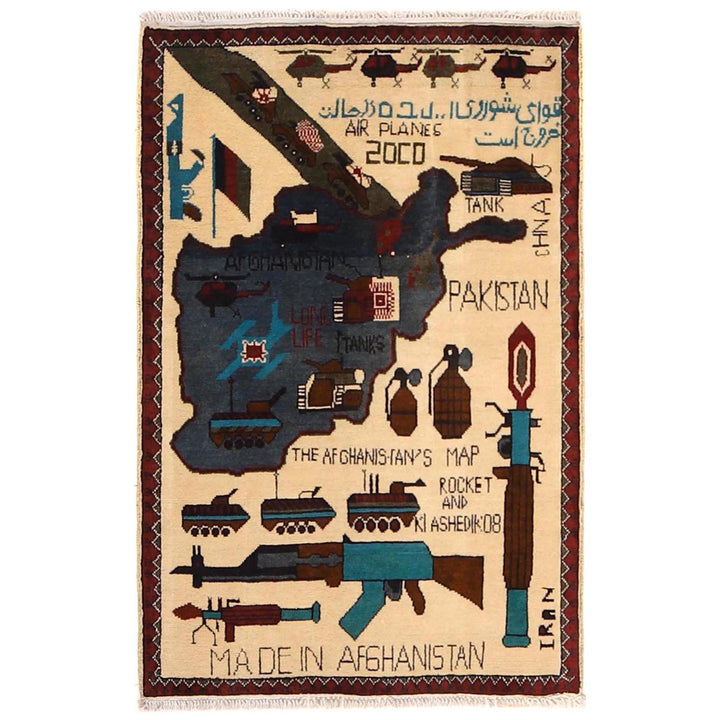 Handmade Afghan War Area Rug 2' 8" x 4' 2" - No. AL81815