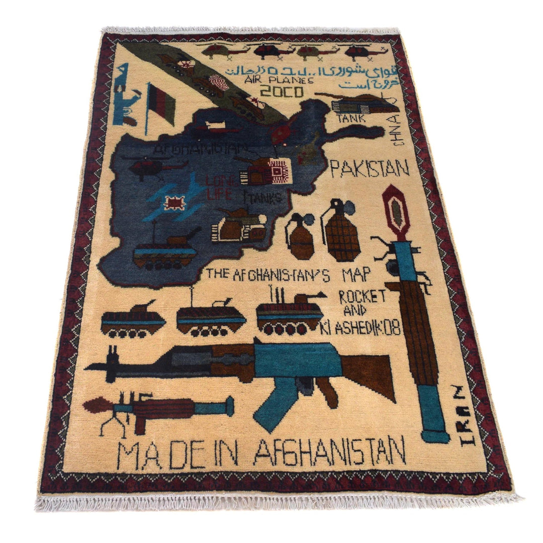 Handmade Afghan War Area Rug 2' 8" x 4' 2" - No. AL81815