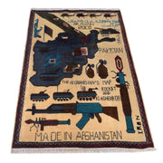 Handmade Afghan War Area Rug 2' 8" x 4' 2" - No. AL81815