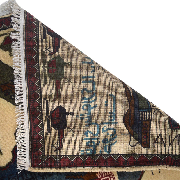 Handmade Afghan War Area Rug 2' 8" x 4' 2" - No. AL81815