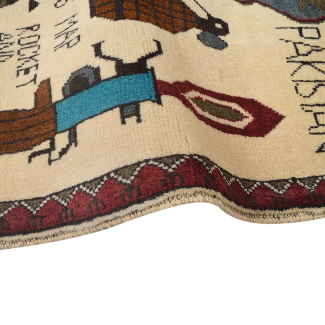 Handmade Afghan War Area Rug 2' 8" x 4' 2" - No. AL81815