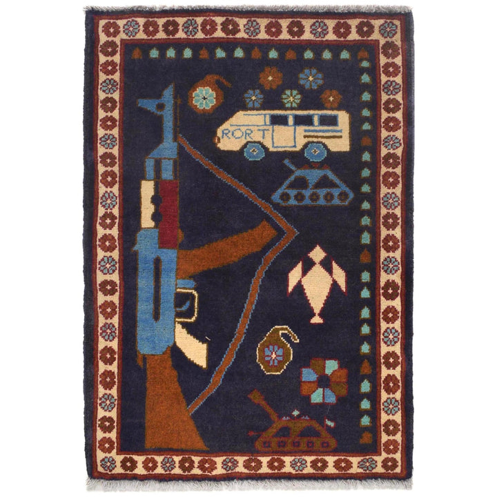 Handmade Afghan War Area Rug 2' 0" x 2' 10" - No. AL98563
