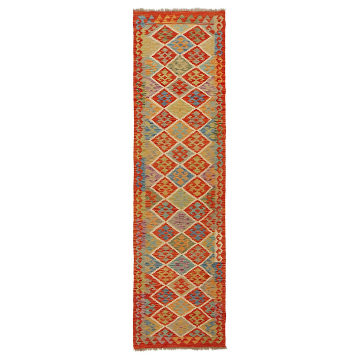 Hand Knotted Afghan Style Kilim Runner 2' 6" x 9' 6" - No. AL71545