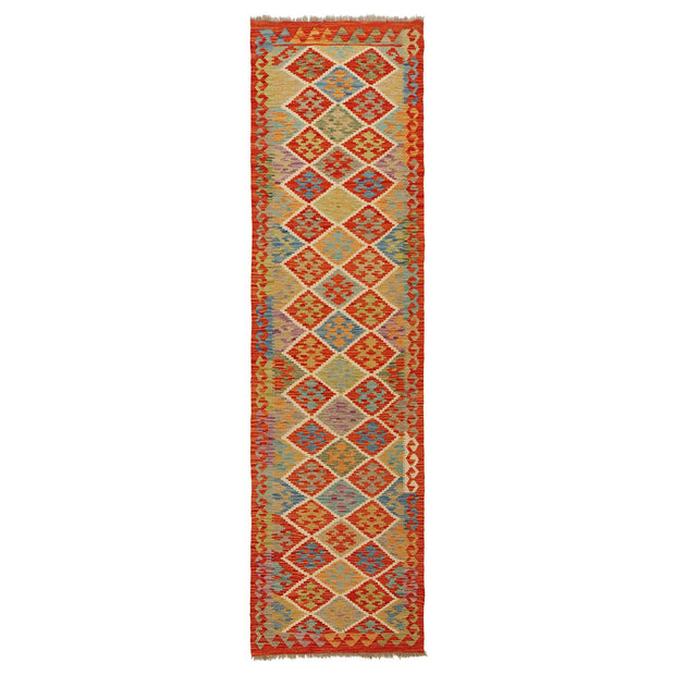 Hand Knotted Afghan Style Kilim Runner 2' 6" x 9' 6" - No. AL71545