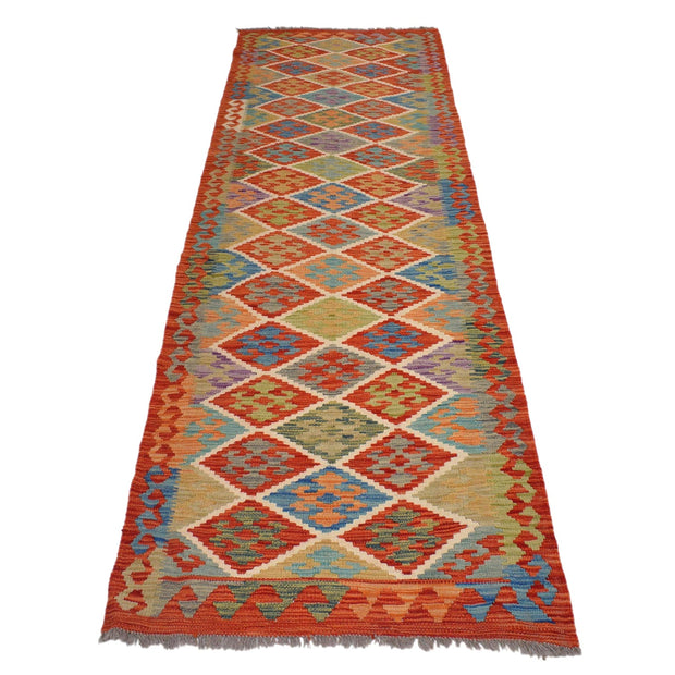 Hand Knotted Afghan Style Kilim Runner 2' 6" x 9' 6" - No. AL71545
