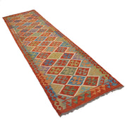 Hand Knotted Afghan Style Kilim Runner 2' 6" x 9' 6" - No. AL71545