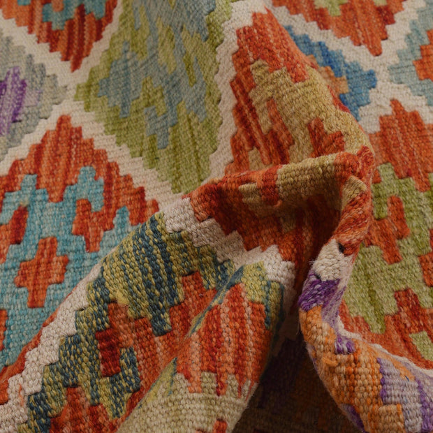 Hand Knotted Afghan Style Kilim Runner 2' 6" x 9' 6" - No. AL71545