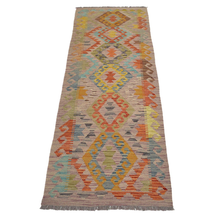 Colorful Flat-Weave Wool Kilim Runner 2' 0"x 6' 5" - No. AL68846