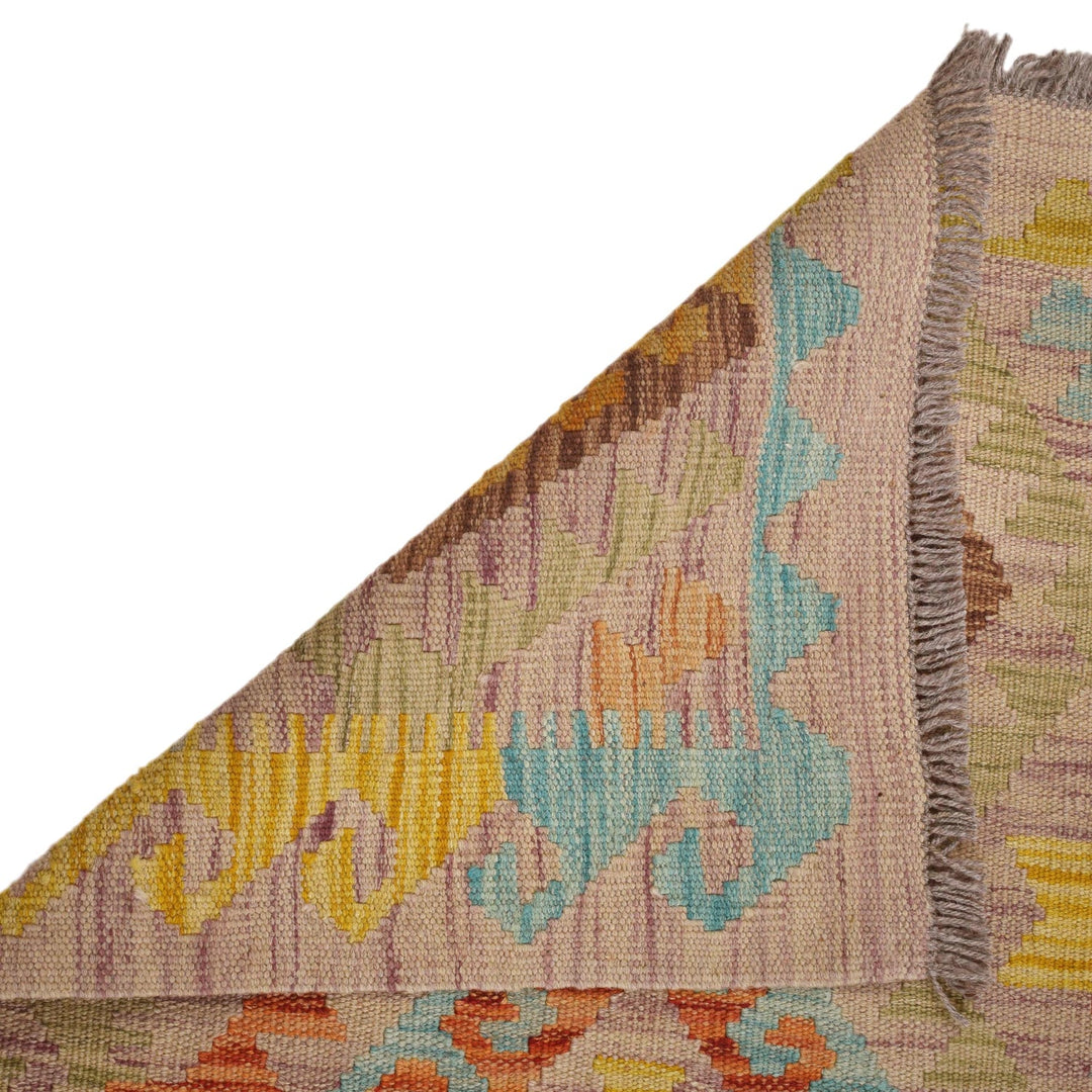 Colorful Flat-Weave Wool Kilim Runner 2' 0"x 6' 5" - No. AL68846