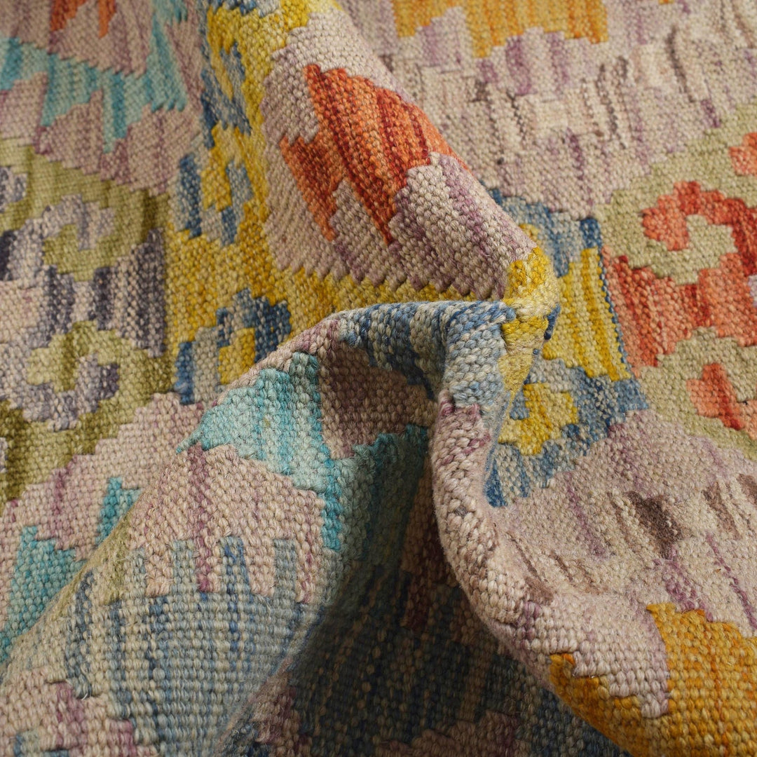 Colorful Flat-Weave Wool Kilim Runner 2' 0"x 6' 5" - No. AL68846